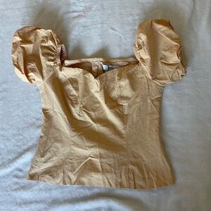 Love Bonito Chic Tan Puff Sleeve Blouse